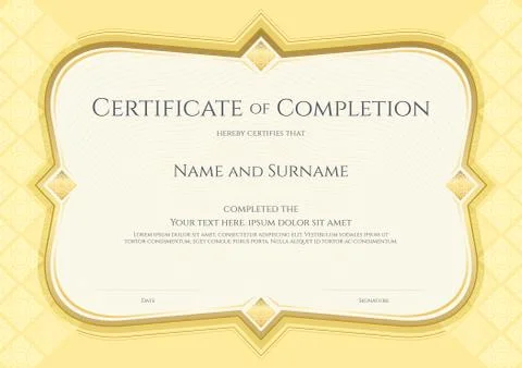 Certificate of achievement template in vector with applied Thai art backgro.. Stock Illustration
