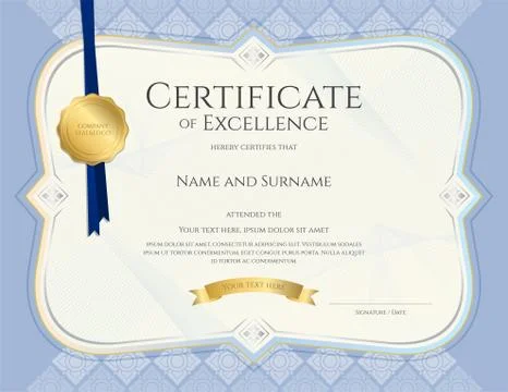 Certificate of achievement template in vector with applied Thai art backgro.. Stock Illustration
