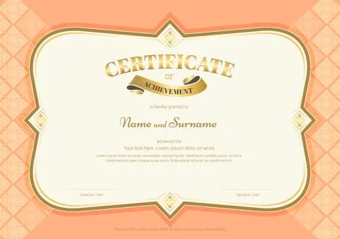 Certificate of achievement template in vector with applied Thai art backgro.. Stock Illustration