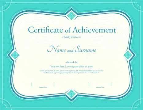 Certificate of achievement template in vector with applied Thai art backgro.. Stock Illustration