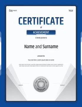 Certificate of achievement template in vector Stock Illustration