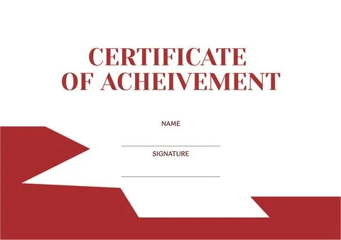 Certificate of achievement text in red, space for name and signature, with red Stock Illustration