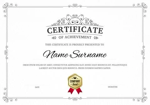 Certificate of achievement vector template background. Stock-Illustration