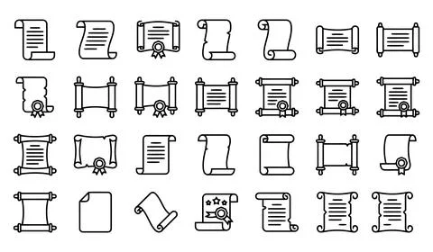 Certificate and scroll icon set for education branding, and award graphics Stock Illustration