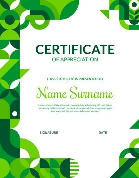 Certificate of appreciation with Bauhaus pattern Stock Illustration