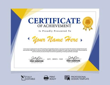 Certificate of Appreciation Design Template. Certificate of Achievement Des.. Stock Illustration