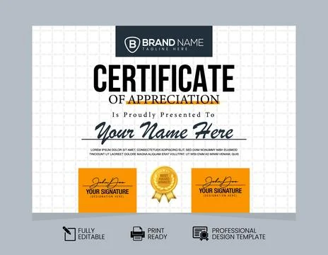 Certificate of Appreciation Design Template. Certificate of Achievement Des.. Stock Illustration