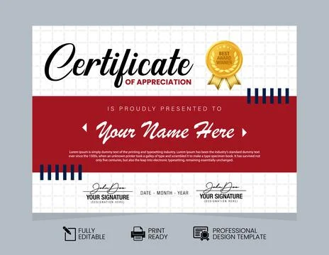 Certificate of Appreciation Design Template. Certificate of Achievement Des.. Stock Illustration