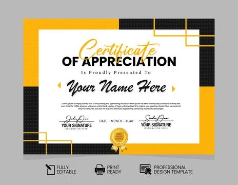 Certificate of Appreciation Design Template. Certificate of Achievement Des.. Stock Illustration