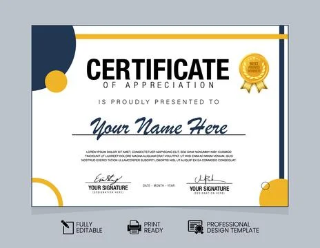 Certificate of Appreciation Design Template Stock Illustration