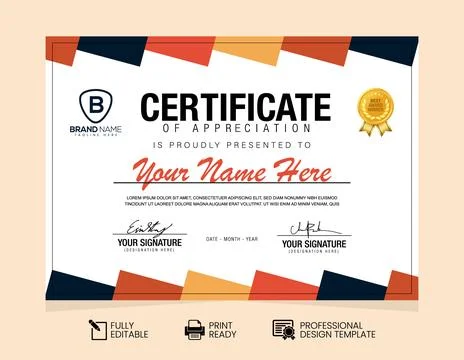 Certificate of Appreciation Design Template Stock Illustration