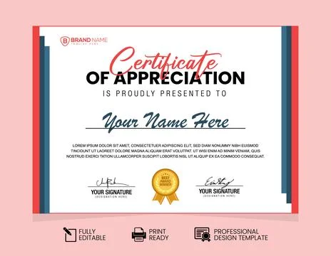 Certificate of Appreciation Design Template Stock Illustration