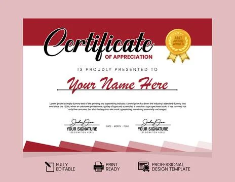 Certificate of Appreciation Design Template Stock Illustration
