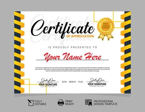 Certificate of Appreciation Design Template Stock Illustration
