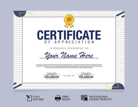 Certificate of Appreciation Design Template Stock Illustration