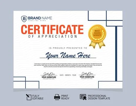 Certificate of Appreciation Design Template Stock Illustration