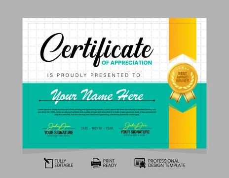 Certificate of Appreciation Design Template Stock Illustration