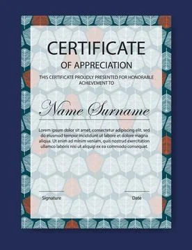 Certificate of appreciation school template. Modern corporate diploma with co Stock Illustration