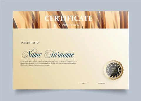 Certificate of Appreciation template. Classical style. Stock Illustration