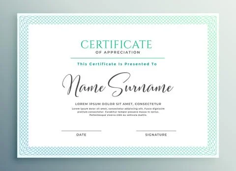 Certificate of appreciation template design Stock Illustration