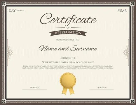 Certificate of appreciation template Stock Illustration