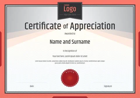 Certificate of appreciation template Stock Illustration