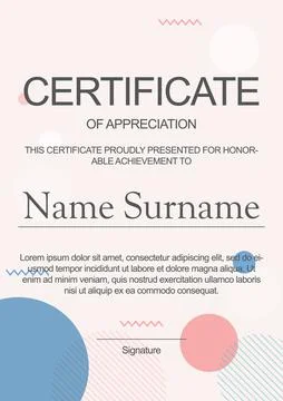 Certificate of appreciation template Stock Illustration