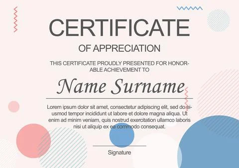 Certificate of appreciation template Stock Illustration