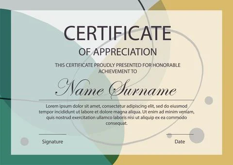 Certificate of appreciation template. Modern abstract corporate diploma with  스톡 일러스트