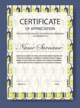 Certificate of appreciation template. Modern certificate with abstract geomet Stock Illustration