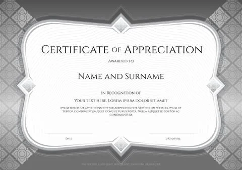 Certificate of appreciation template in vector with applied Thai art backgr.. Stock Illustration