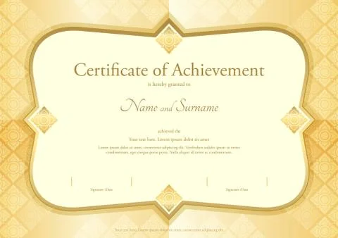 Certificate of appreciation template in vector with applied Thai art backgr.. Stock Illustration