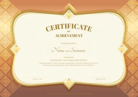 Certificate of appreciation template in vector with applied Thai art backgr.. Stock Illustration