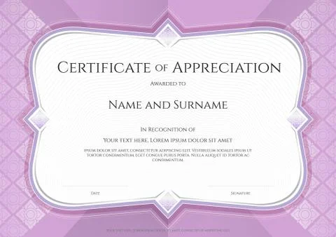 Certificate of appreciation template in vector with applied Thai art backgr.. Stock Illustration