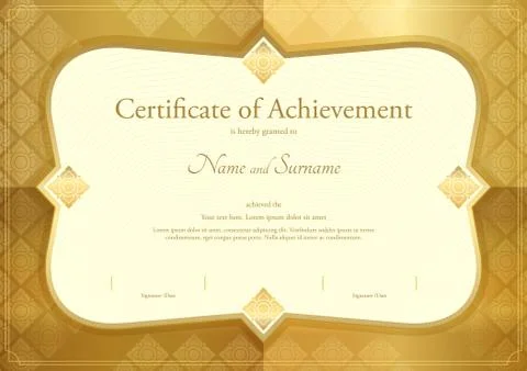 Certificate of appreciation template in vector with applied Thai art backgr.. Stock Illustration