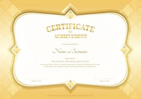 Certificate of appreciation template in vector with applied Thai art backgr.. Stock Illustration