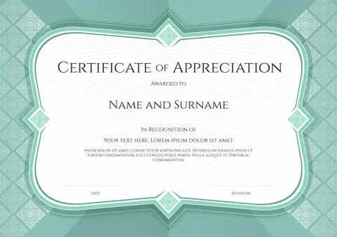 Certificate of appreciation template in vector with applied Thai art backgr.. Stock Illustration