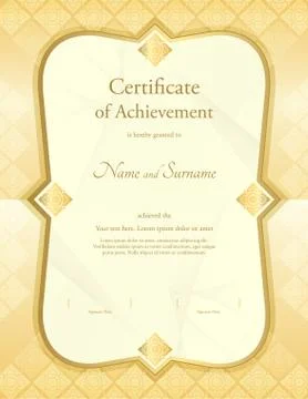 Certificate of appreciation template in vector with applied Thai art backgr.. Stock Illustration