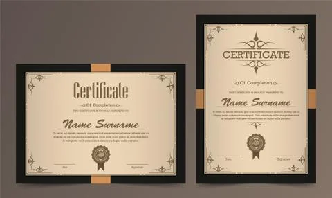 Certificate of appreciation template with vintage gold border - Vector Stock Illustration