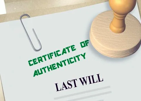 CERTIFICATE OF AUTHENTICITY concept Stock Photos
