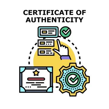 Certificate of authenticity concept representing quality control process Illustrazione stock