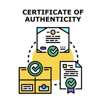 Certificate of authenticity proving document and product origin Stock Illustration