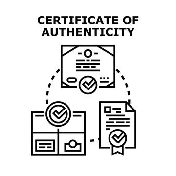 Certificate of authenticity proving document and product origin Stock Illustration