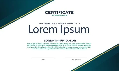 Certificate Background in dark green border Illustrazione stock