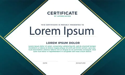 Certificate Background in dark green border Stock Illustration