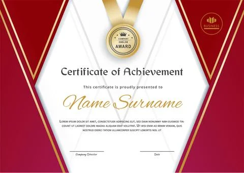 Certificate Blank. Red gradient triangles on white background., Vector Stock Illustration