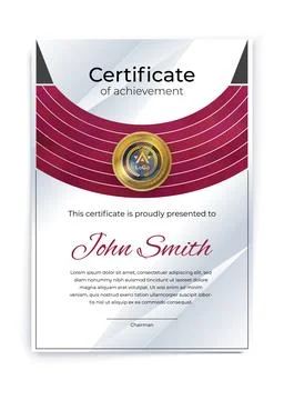 Certificate Blank. Red gradient on white background., Vector illustration Stock Illustration