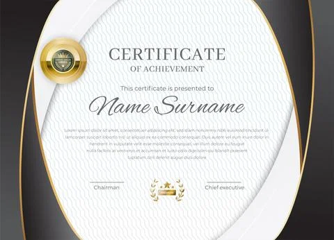 Certificate Blank. White black arc frame on white background., Vector Stock Illustration