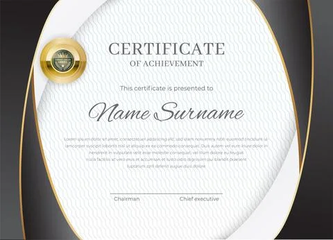 Certificate Blank. White black arc frame on white background., Vector Stock Illustration