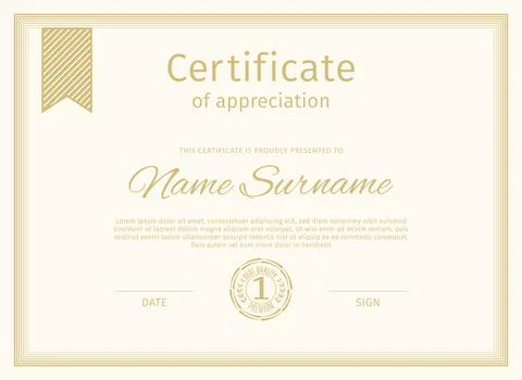 Certificate border. Beige linel frame for certificate blank, Vector illustration Stock Illustration
